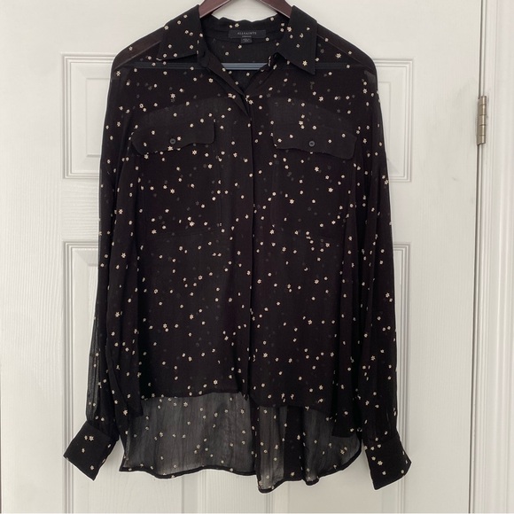 AllSaints Amari Star Embroidered Shirt Size Medium - Picture 5 of 15